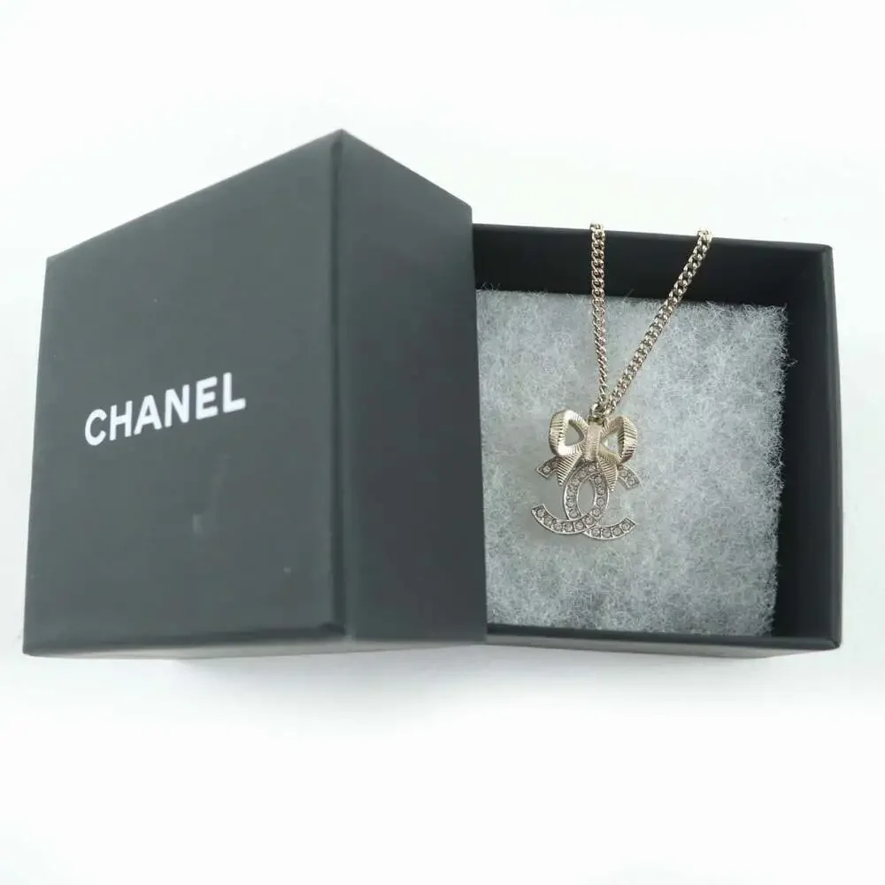 Chanel Cc Logo Pendant Necklace Gold- #250119C14B